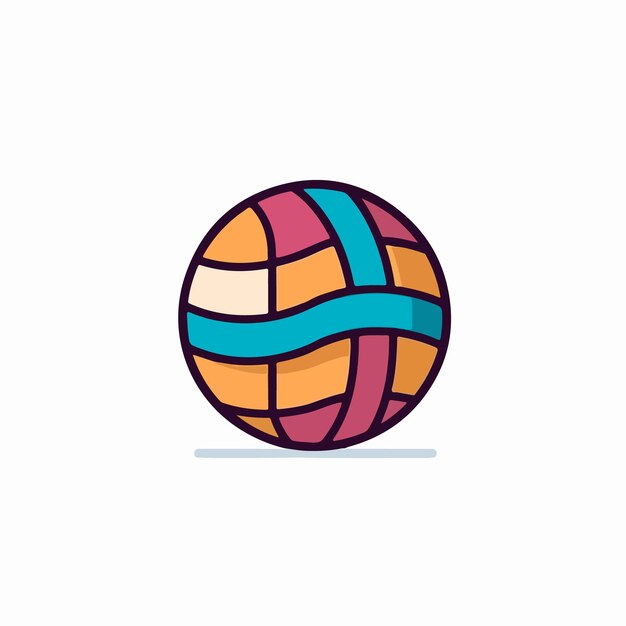 Una bola de colores con una raya azul.