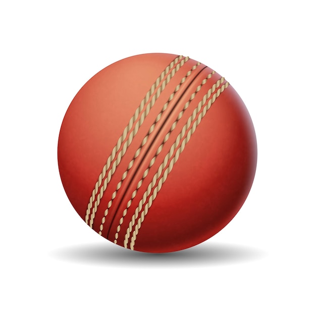 Bola de cricket de cuero rojo ilustración vectorial realista