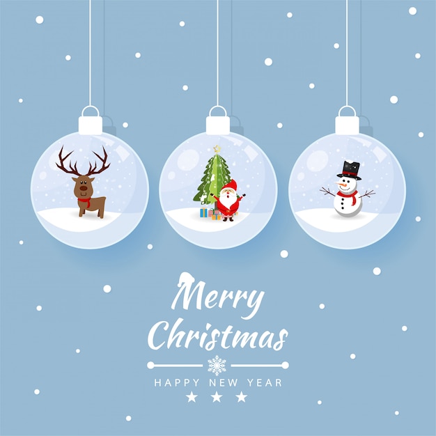 Bola de cristal de feliz Navidad con banner de colección de elemento