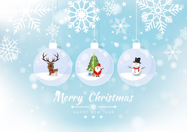 Bola de cristal de feliz Navidad con banner colección de elementos