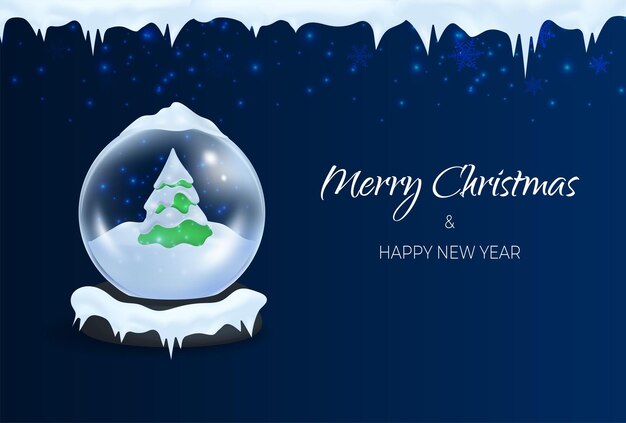 Bola de cristal de Navidad con árbol Nieve en la temporada de invierno Feliz Navidad y feliz año nuevo