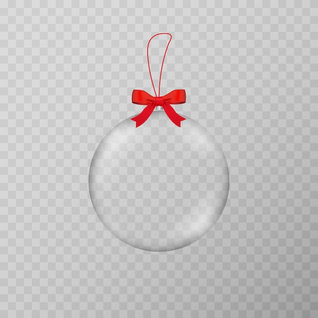 Vector bola de cristal de navidad con arco, aislado