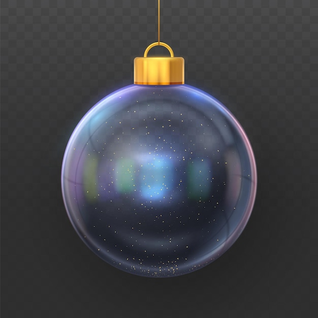 Bola de cristal de navidad bola de juguete de árbol transparente aislada en un fondo transparente adorno realista de navidad 3d diseño de decoración de feliz navidad objeto de vacaciones de año nuevo ilustración vectorial