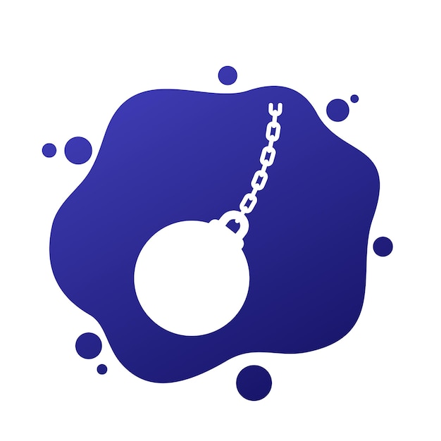 bola de demolición con un vector de icono de cadena