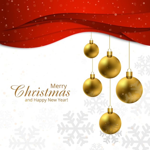 Bola de feliz navidad con fondo ondulado rojo