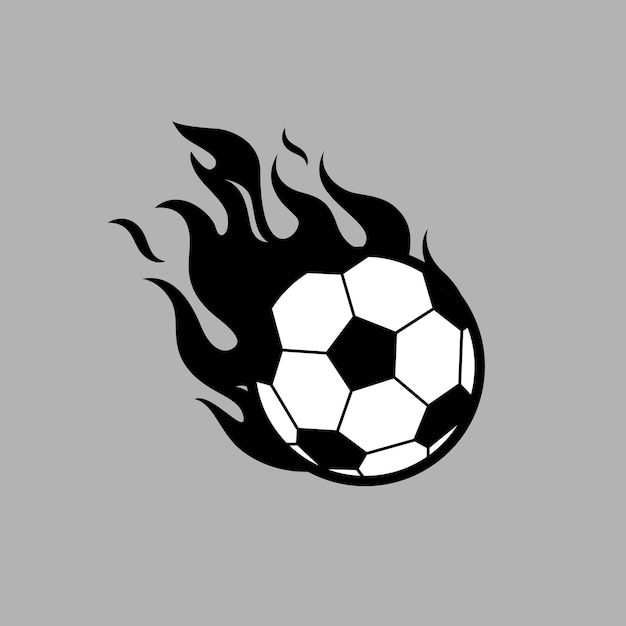 Bola de fuego, pelota de fútbol con diseño de vectores de fuego ardiente