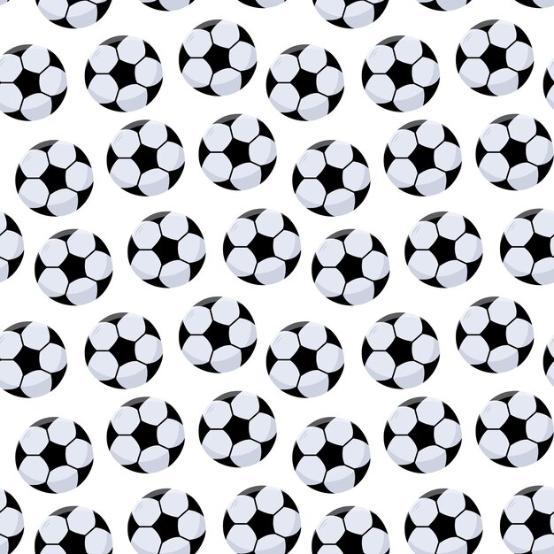 Bola de fútbol dibujada a mano patrón sin costuras juego de fútbol europeo aislado en vector de fondo blanco