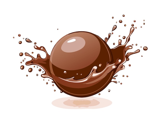 Bola de helado de chocolate con salpicaduras de chocolate