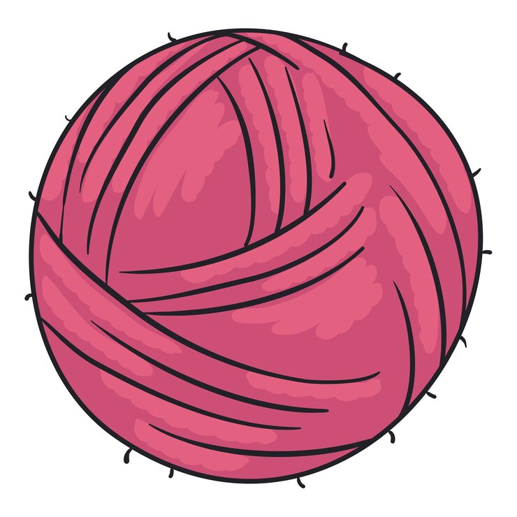 Vector bola de hilo o lana de color rosa aislada sobre un fondo blanco