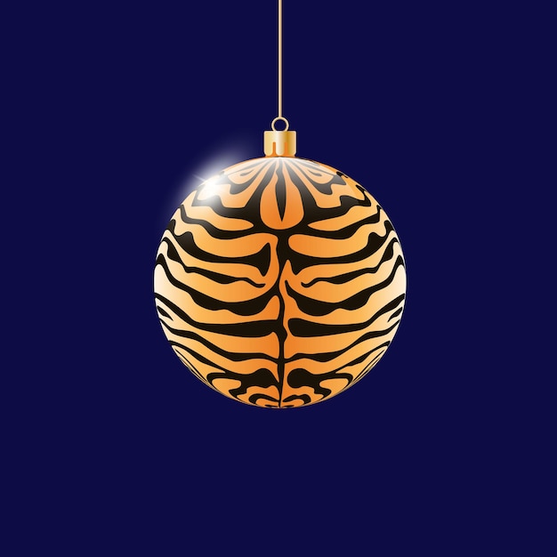 Bola de juguete para árbol de Navidad con estampado animal de tigre