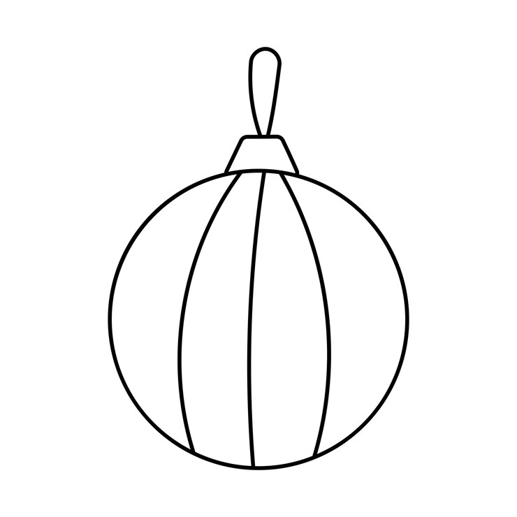 Vector bola de juguete de navidad árbol redondo decoración línea doodle ilustración vectorial