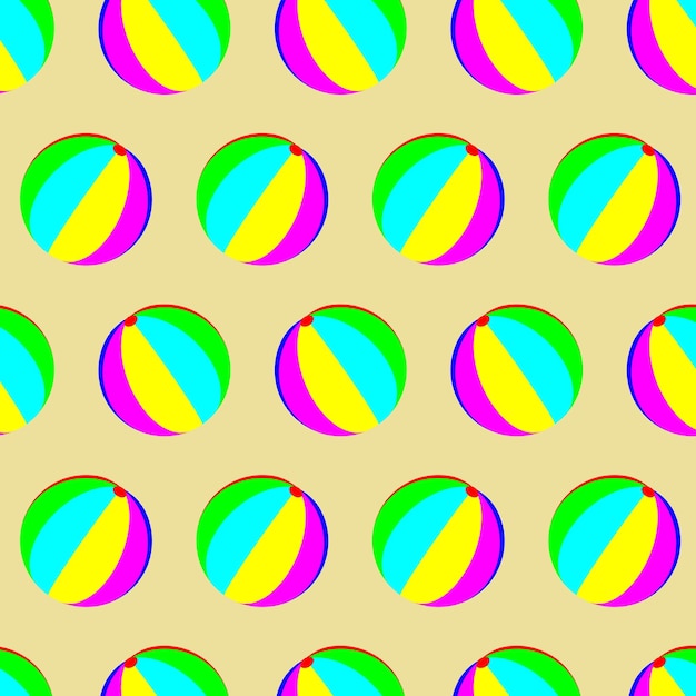 Bola de juguete patrón sin costuras Patrón de fondo bola juguete sin costuras colorido juego Vector abstracto ilustración de diseño plano