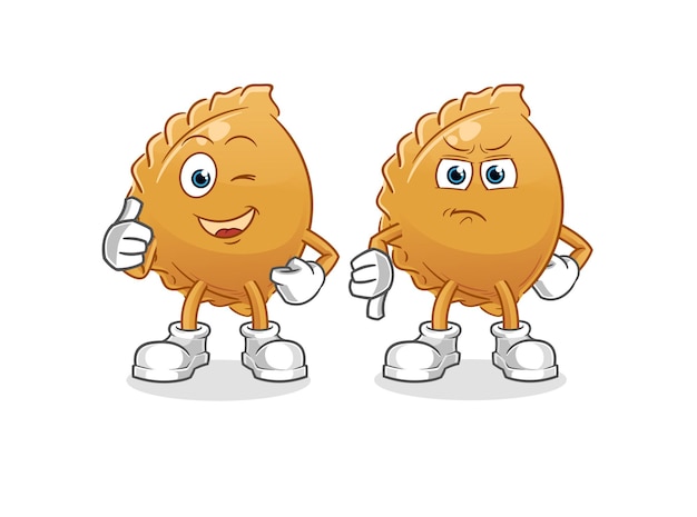 Bola de masa hervida pulgar hacia arriba y pulgar hacia abajo. vector de mascota de dibujos animados