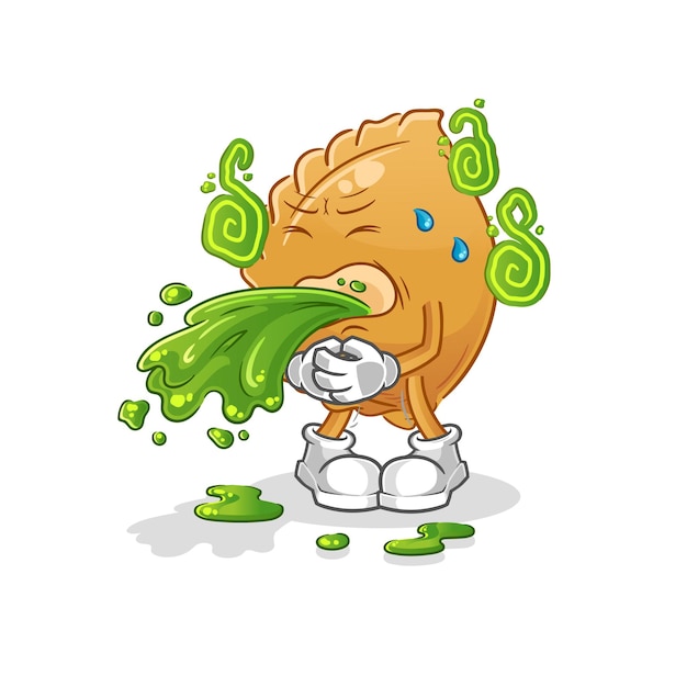 Bola de masa hervida vomitar dibujos animados. vector de mascota de dibujos animados