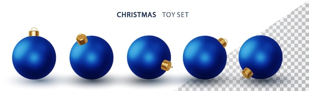 Bola de Navidad azul 3d Aislado Realista Año nuevo decoración de juguete Elemento de decoración de celebración de vacaciones Vector de representación
