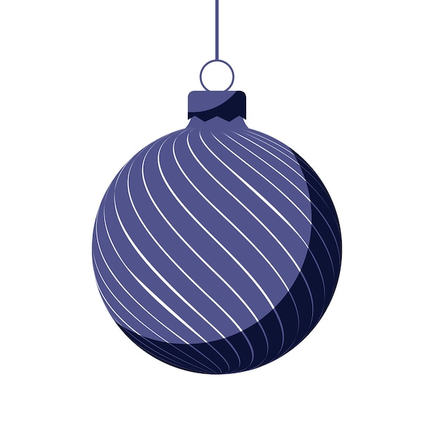 Bola de Navidad azul con adorno navideño Ilustración vectorial en diseño plano 2023 juguete para árbol de navidad