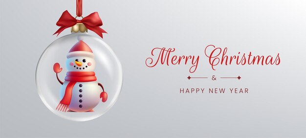 Bola de Navidad de bandera con diseño realista transparente Hombre de nieve juguete ideal para la decoración navideña