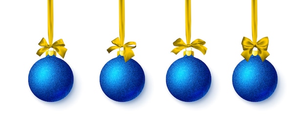 Bola de Navidad brillante azul brillante brillo con lazo amarillo