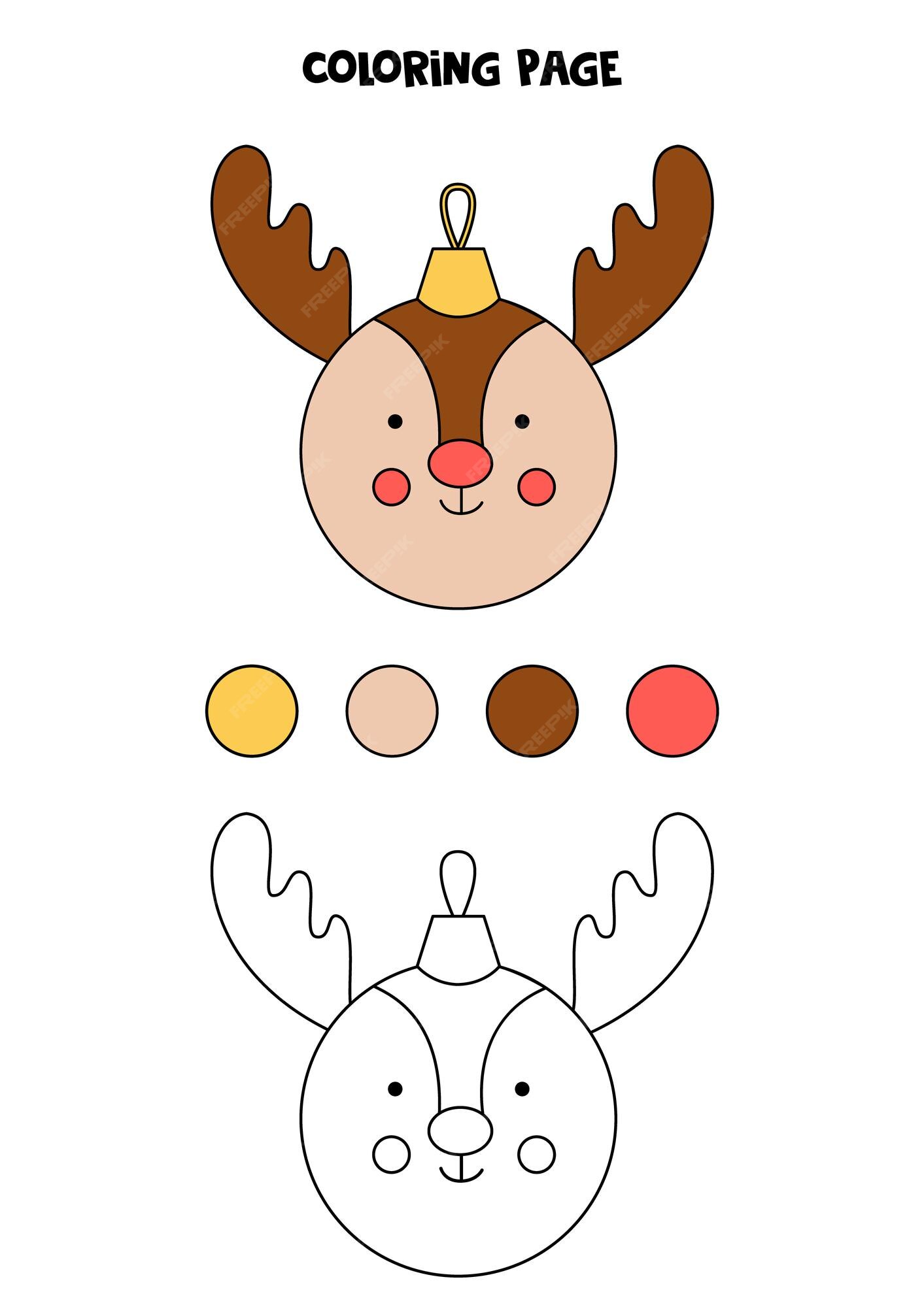 Bola de navidad de dibujos animados lindo color. hoja de trabajo para  niños. | Vector Premium