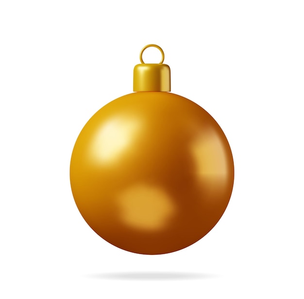Bola de Navidad dorada 3D con pinza dorada aislada Render Glass Árbol de Navidad Juguete Decoración de Feliz Año Nuevo Feliz Navidad Fiestas Año Nuevo y Celebración de Navidad Ilustración vectorial realista