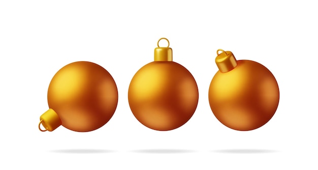 Bola de Navidad dorada 3D con pinza dorada aislada Render Glass Árbol de Navidad Juguete Decoración de Feliz Año Nuevo Feliz Navidad Fiestas Año Nuevo y Celebración de Navidad Ilustración vectorial realista