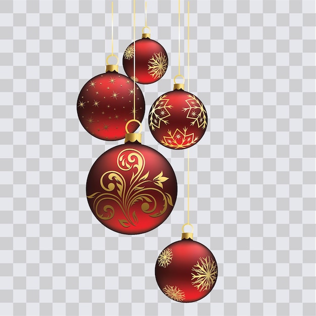 Bola de Navidad de estilo vintage rojo aislada sobre un fondo transparente