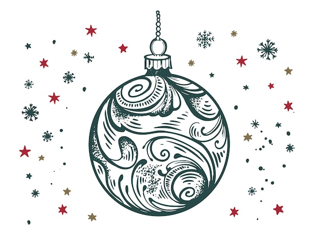 bola de navidad ilustración dibujada a mano