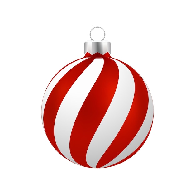 Bola de navidad roja con adorno blanco vector