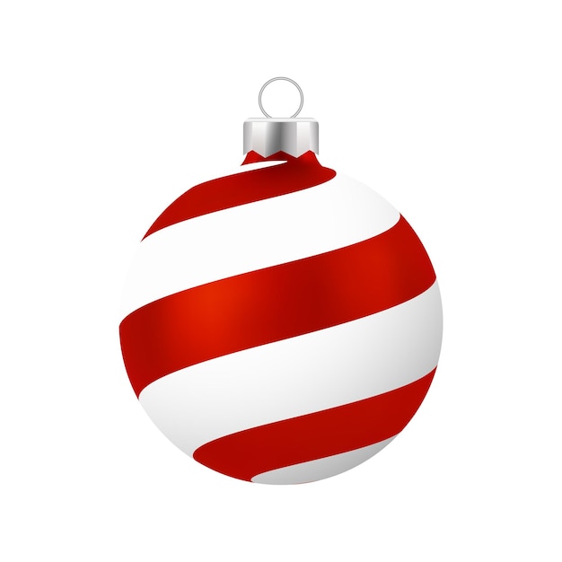 Bola de Navidad roja con adorno blanco Vector