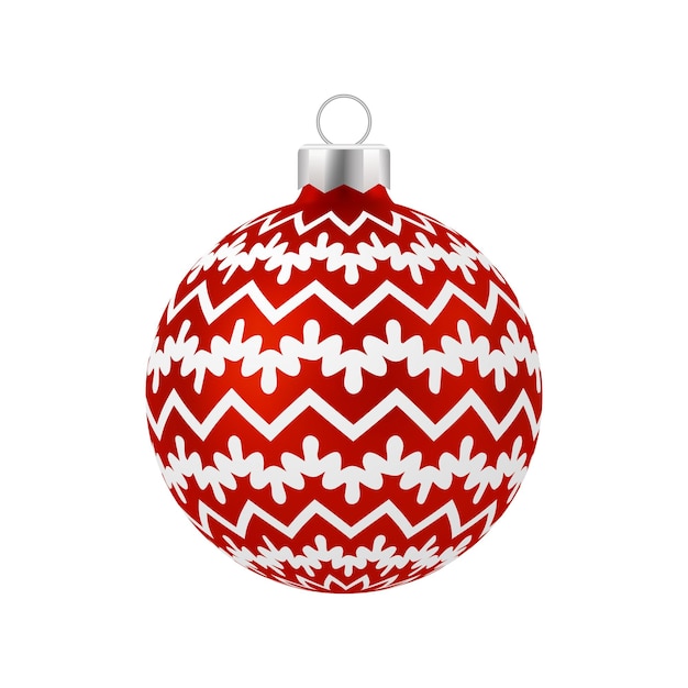 Bola de navidad roja con adorno blanco vector