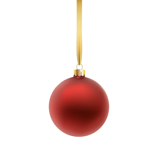 Vector bola de navidad roja, aislada sobre fondo blanco.