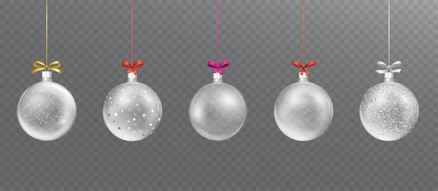 Bola de Navidad transparente de cristal con nieve brillante que cae, lentejuelas.