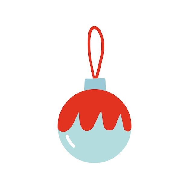 Bola de Navidad vectorial con ilustración de colores rojo y azul