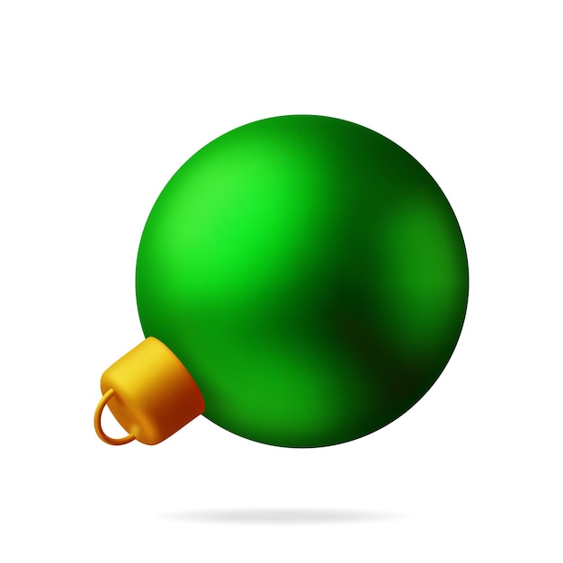Bola de Navidad verde 3D con abrazadera dorada renderizado aislado vidrio árbol de Navidad juguete feliz año nuevo decoración feliz Navidad vacaciones año nuevo y celebración de Navidad ilustración vectorial realista