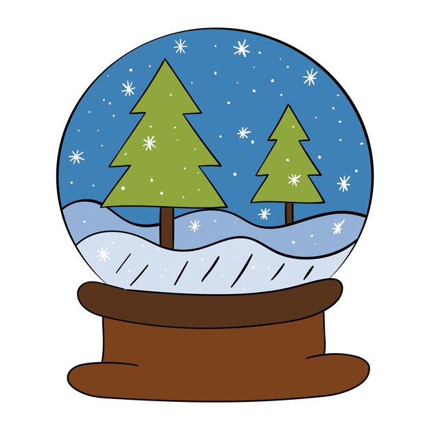 Bola de nieve con árboles de Navidad ilustración vectorial