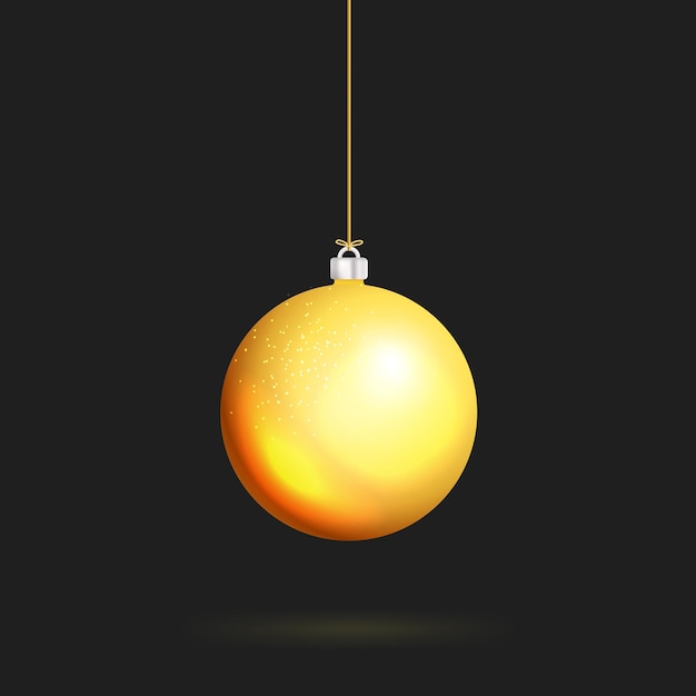 Bola de oro de Navidad entrega en cadena Adorno de vector de Navidad aislado sobre fondo transparente Bola de año nuevo Elemento de decoración brillante realista Vector