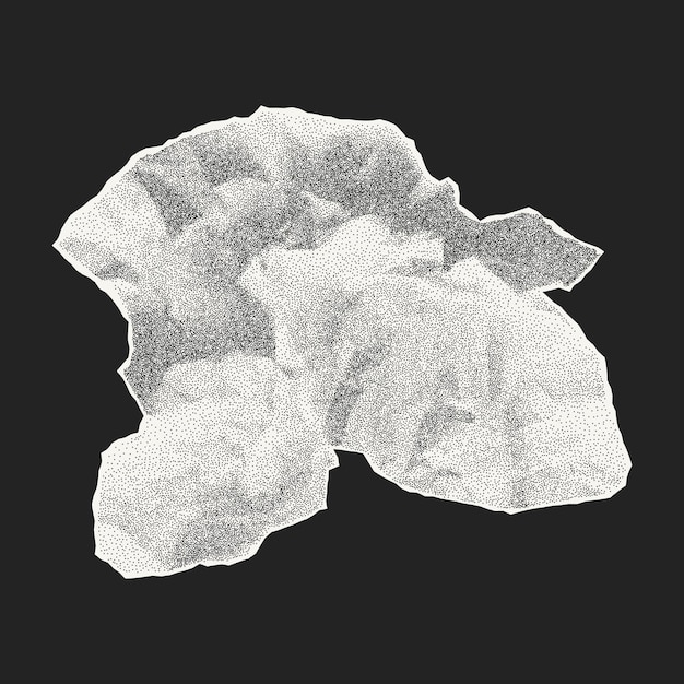 Bola de papel arrugada aislada sobre un fondo oscuro Vieja hoja de cuaderno polvoriento con textura arenosa