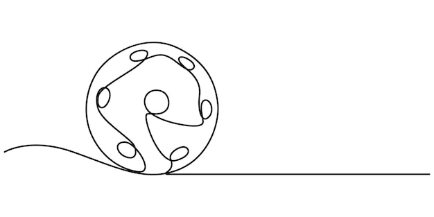 Una bola de pickleball de dibujo de línea continua Una pelota deportiva de línea Ilustración vectorial aislada