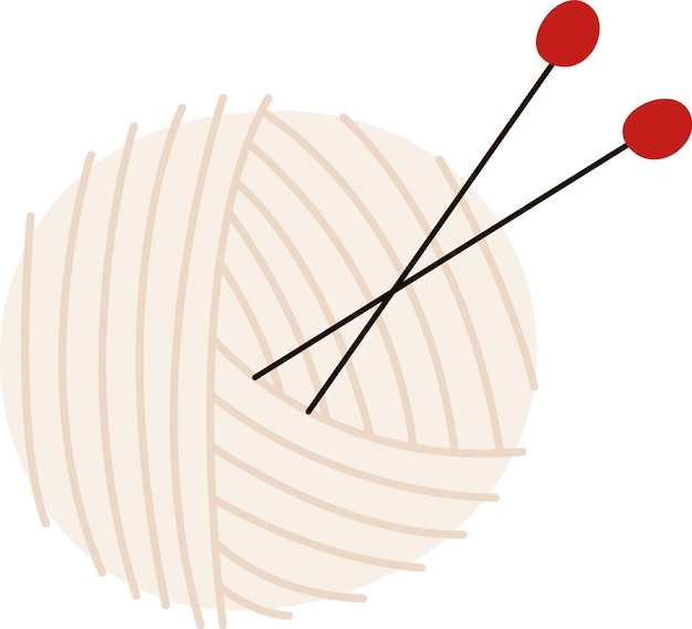 Vector bola de pisadas con agujas de tejer