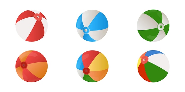 Bola de playa multicolor aislada sobre fondo blanco Diseño vectorial de bola de playa Vector de bola realista