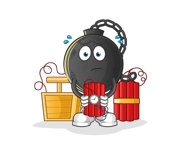 Bola de prisión con carácter de dinamita. vector de mascota de dibujos animados