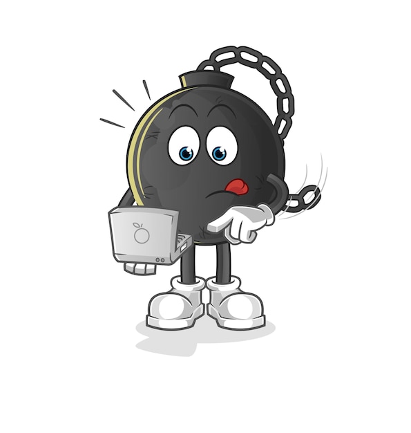 Bola de prisión con mascota portátil. vector de dibujos animados