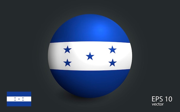 Vector bola realista con bandera de honduras esfera con un reflejo de la luz incidente con sombra