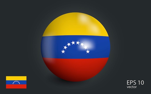 Bola realista con bandera de Venezuela Esfera con un reflejo de la luz incidente con sombra