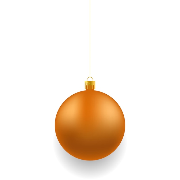 Bola realista de Navidad naranja sobre fondo blanco Bola de cristal de Navidad en plantilla blanca Plantilla de decoración de vacaciones Ilustración vectorial