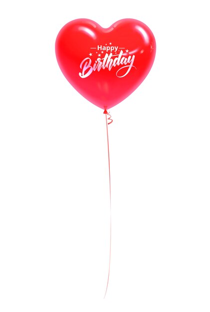 Bola roja en forma de corazón con la inscripción Feliz cumpleaños