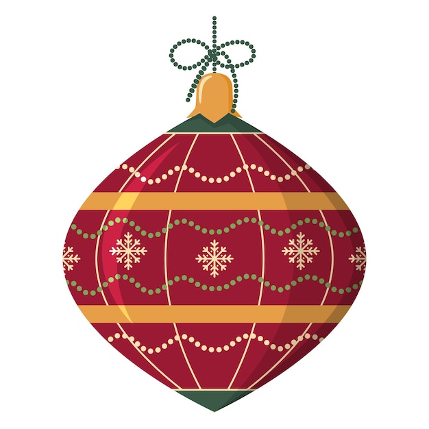 Bola roja de Navidad con ornamento de copos de nieve