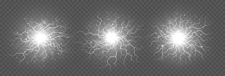 Vector bola de vector de huelga de tormenta de explosión de electricidad en el cielo o explosión de rayo de energía mágica