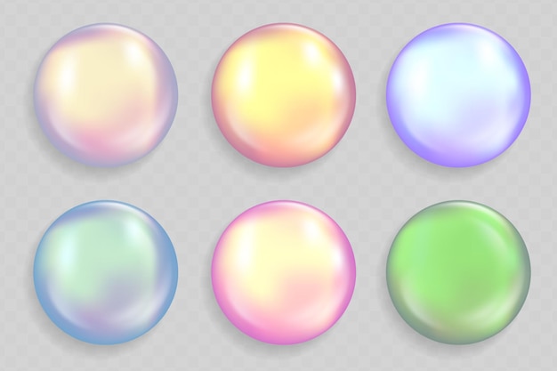 Bolas abstractas vectoriales esferas 3d con resplandores y sombras para botones insignias iconos emblemas