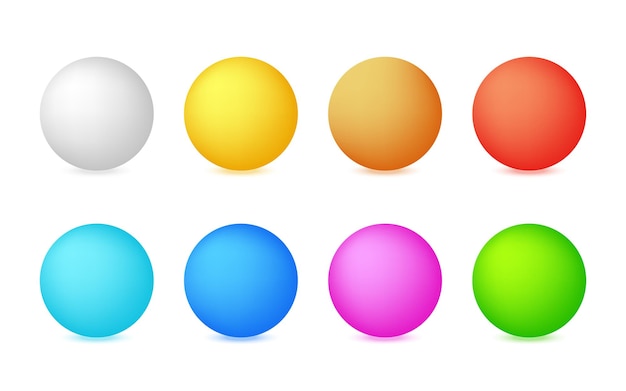 Bolas de colores. bola 3d. Conjunto de esferas y bolas brillantes. ilustración vectorial